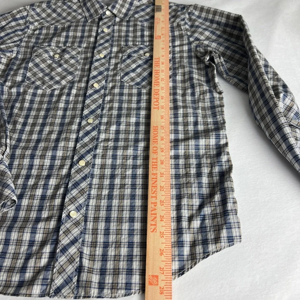 Banana Republic Men's Shirt Size Medium Slim Fit 2 Pockets Snaps Cotton Plaid C5